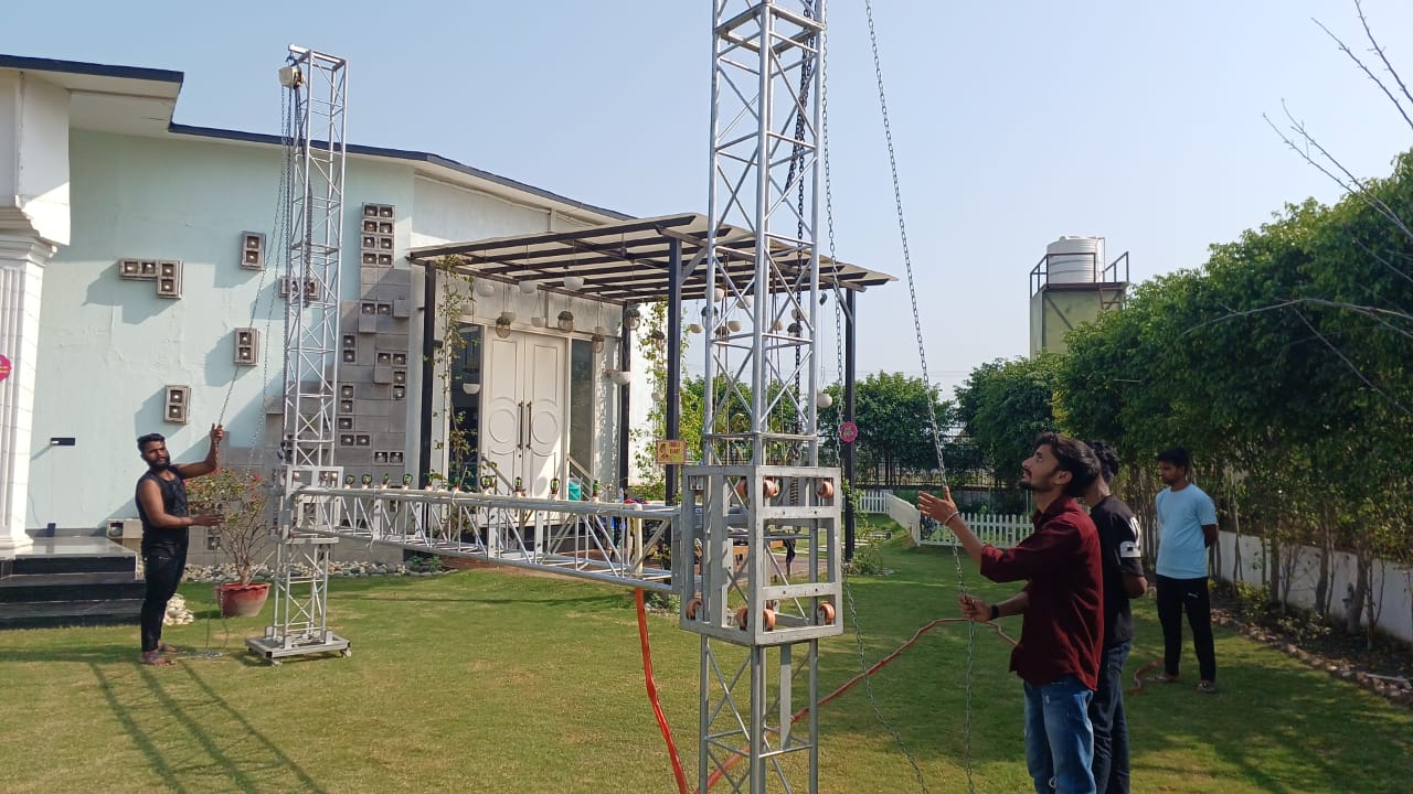   Rain dance setup on truss